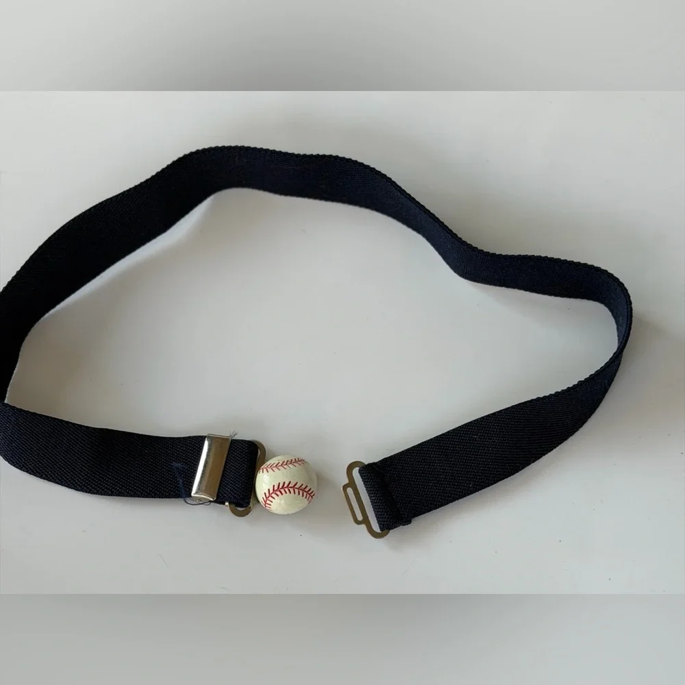 Black Baseball Belt with Silver Buckle